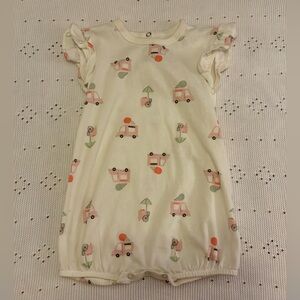 Carter's Cream Short-Sleeve Bubble Romper with Pink Van Print